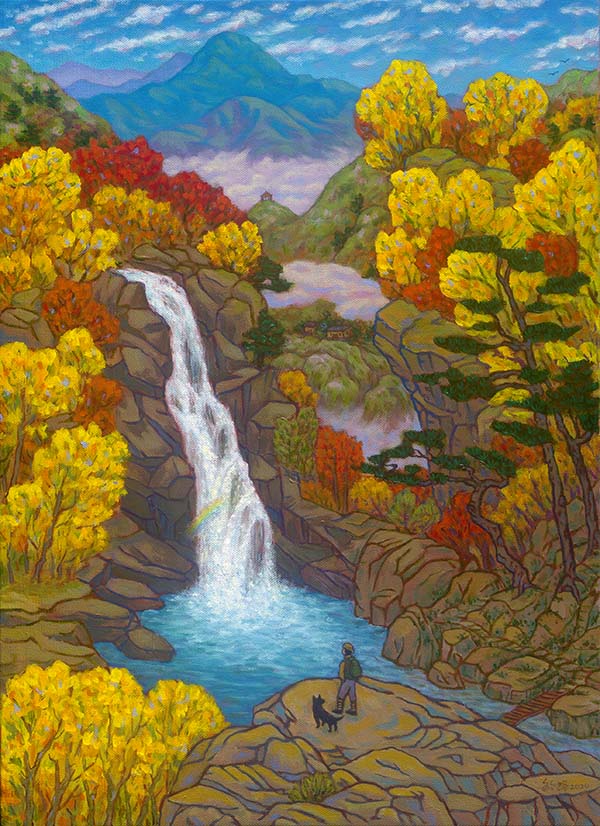 5.秋日觀瀑圖
